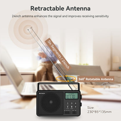 Retekess TR638 LCD Digital Display Full-Band Bluetooth FM Radio Support External Antenna(US Plug) - Radio Player by Retekess | Online Shopping UK | buy2fix