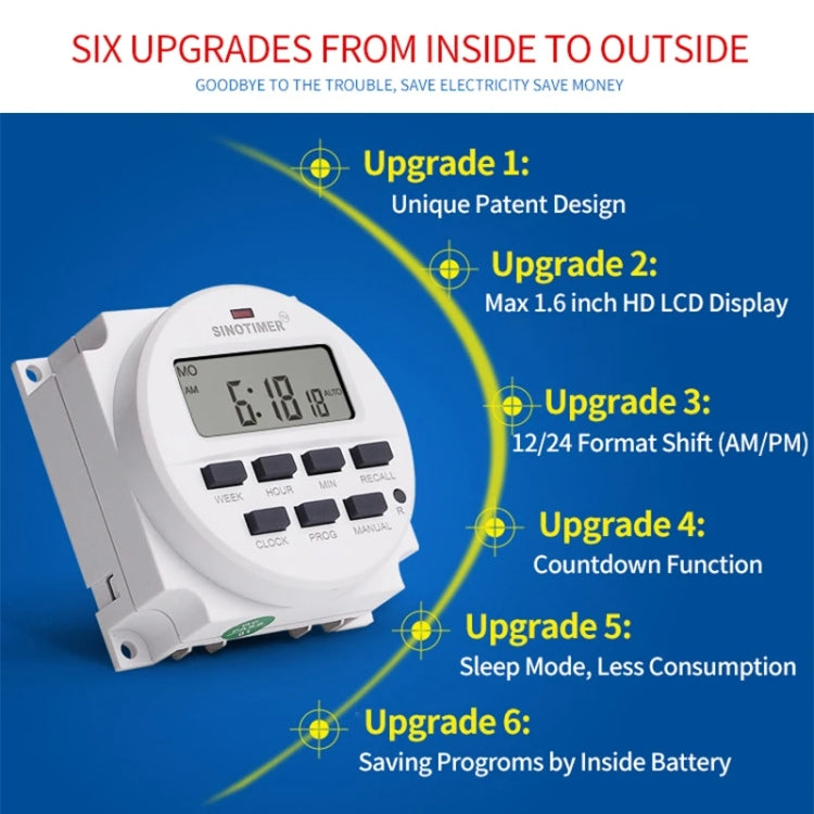 SINOTIMER TM618N-3 24V 7 Days Weekly Programmable Digital Electronic Timer Switch - Switch by SINOTIMER | Online Shopping UK | buy2fix