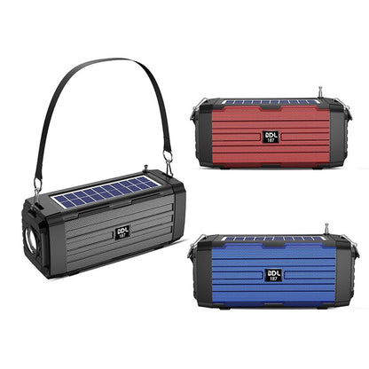 BDL-187 LED Light Solar Wireless Bluetooth Speaker Portable Outdoor Camping FM Radio(Black) - Radio Player by buy2fix | Online Shopping UK | buy2fix