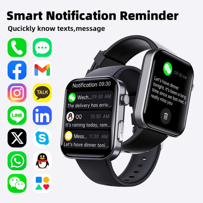 F300  2.1-Inch Screen Smart Watch Supports Bluetooth Calls/ECG/Blood Composition Analysis/50+ Sports Modes, Color: Black Silicone - Smart Watches by buy2fix | Online Shopping UK | buy2fix