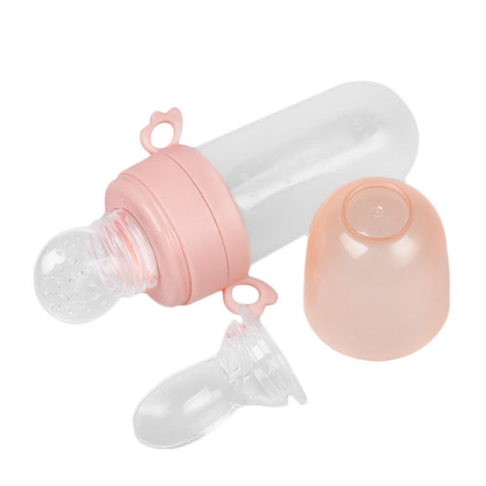 Portable Dual-purpose Baby Food Feeding Spoon Fruit Vegetable Silicone Feeding Pacifier Bottle(Pink) - Cups & Silicone Nipple by buy2fix | Online Shopping UK | buy2fix