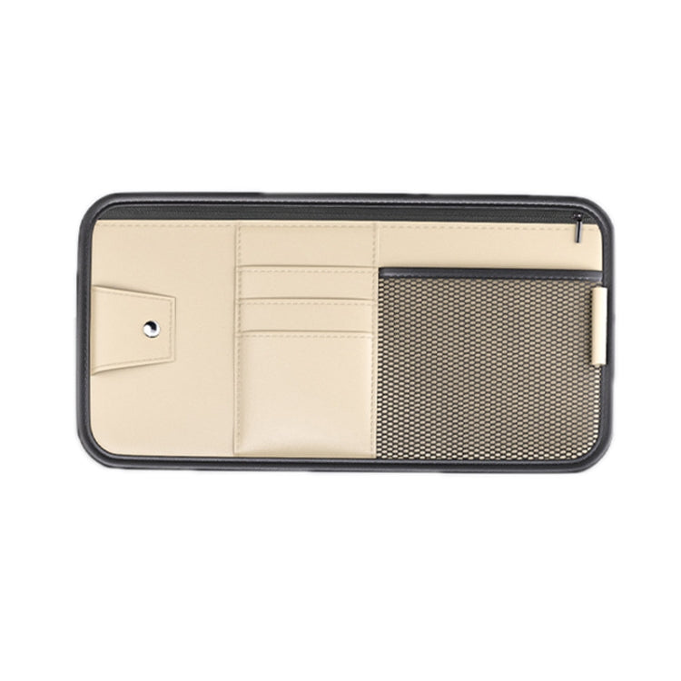 Car Sun Visor Card Glasses Holder Zipper Storage Bag(Beige) - Sunglasses & Glasses Clips by buy2fix | Online Shopping UK | buy2fix