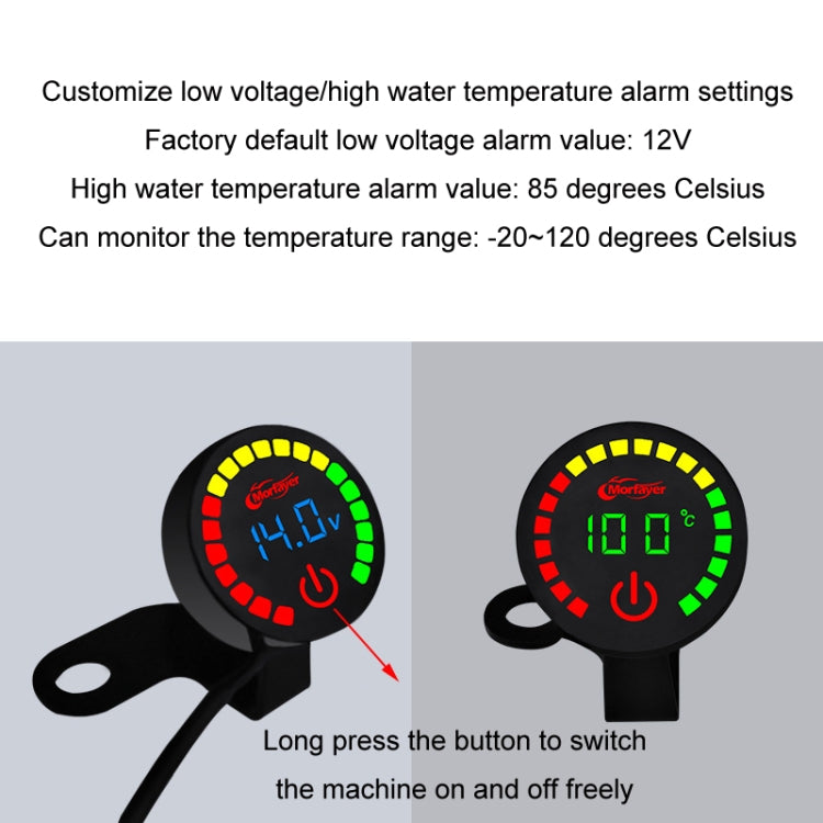 Morfayer Motorcycle Dual Display Intelligent Alarm Power Meter, Model: Voltmeter+Water Temperature Meter(Random Color Delivery) - Electrical Instruments by buy2fix | Online Shopping UK | buy2fix