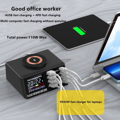 X9M 9-in-1 110W USB+PD Smart Multi-ports QI Magnetic Wireless Charger, Spec: White US Plug - Multifunction Charger by buy2fix | Online Shopping UK | buy2fix