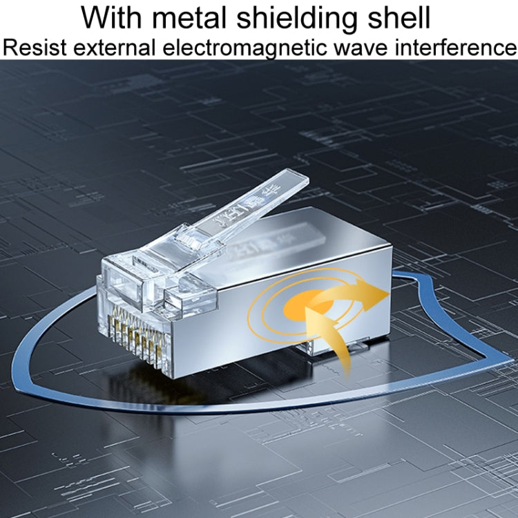 3U 100pcs / Can JINGHUA S688 Gigabit Transport Cabling Extruded Super Cat6 Dual Shield RJ45 8P8C Connector - Lan Cable and Tools by JINGHUA | Online Shopping UK | buy2fix