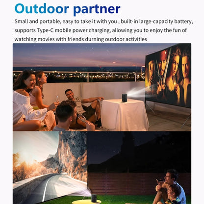 TOUMEI C900 Outdoor Portable Built-In Battery 4K HD Home Music Projector EU Plug(Black) - Mini Projector by TOUMEI | Online Shopping UK | buy2fix