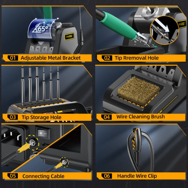 FNIRSI 200W Intelligent Constant Temperature Electric Soldering Iron Station, Set: US Plug F210 K Head - Electric Soldering Iron by FNIRSI | Online Shopping UK | buy2fix