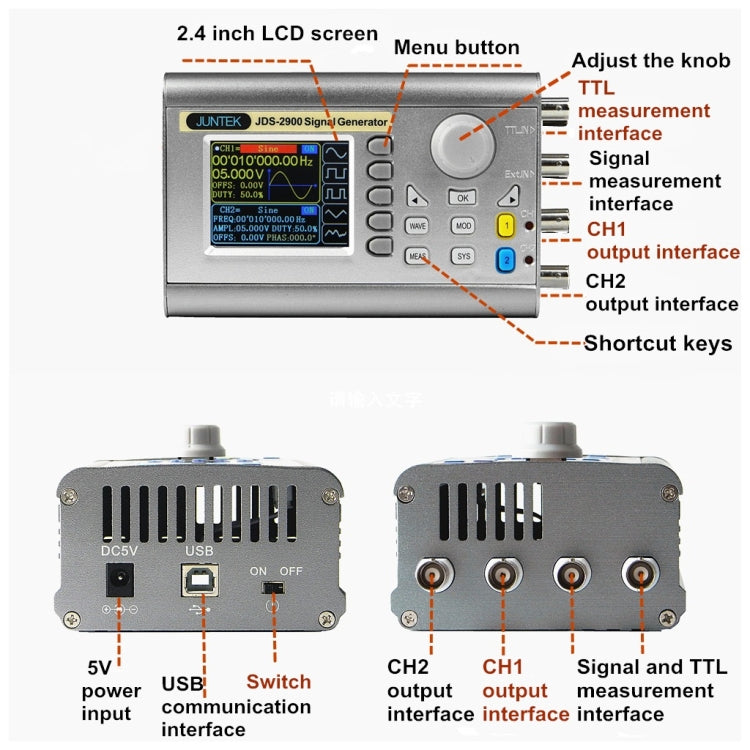 JUNTEK Programmable Dual-Channel DDS Function Arbitrary Waveform Signal Generator, Frequency: 60MHz(AU Plug) - Other Tester Tool by buy2fix | Online Shopping UK | buy2fix