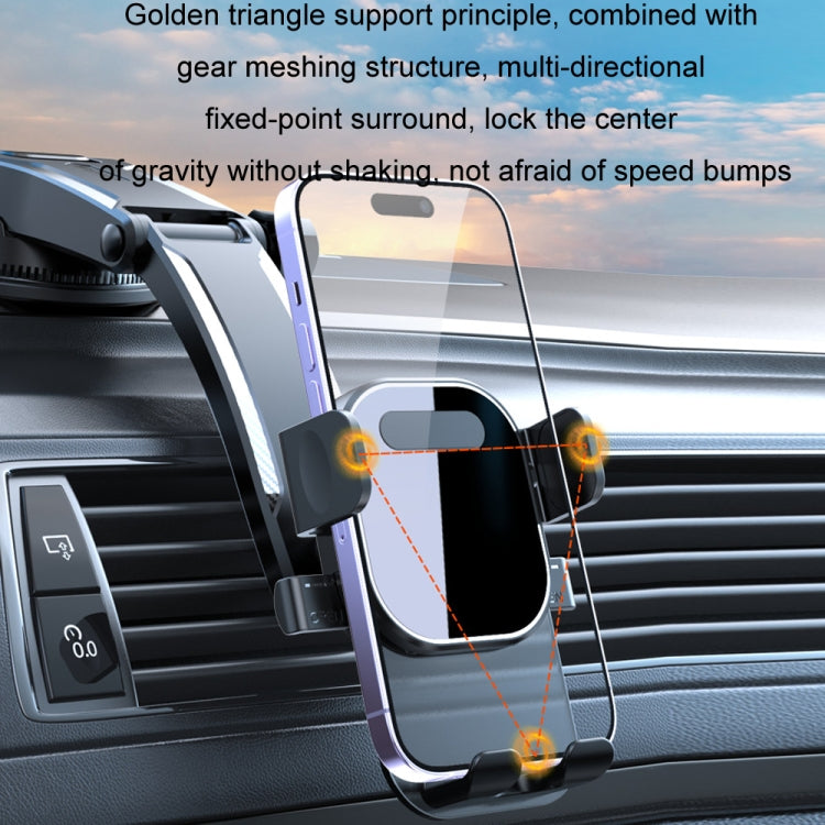 Car Suction Cup Dashboard Automatic Lock Mobile Phone Holder, Style: Black Telescopic - Car Holders by buy2fix | Online Shopping UK | buy2fix