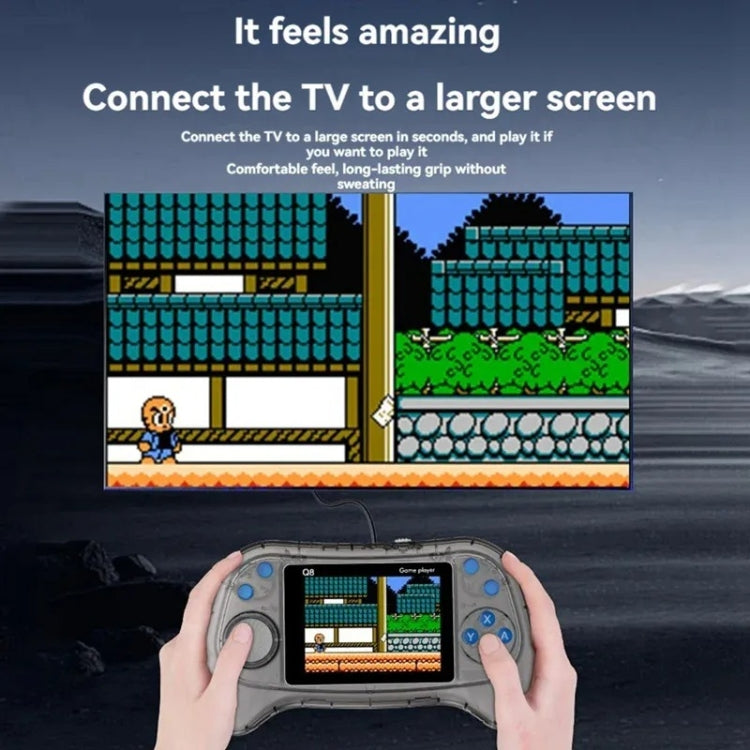 Q8 Handheld Game Console 3.0 Inch Screen Support TV Connection Built In 800 Games Singles Transparent Blue - Pocket Console by buy2fix | Online Shopping UK | buy2fix