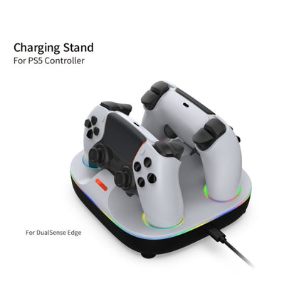 For PS5 Controller Dual Charger Charging Stand Docking Station With RGB Ambient Light(White) - Charger & Power by buy2fix | Online Shopping UK | buy2fix