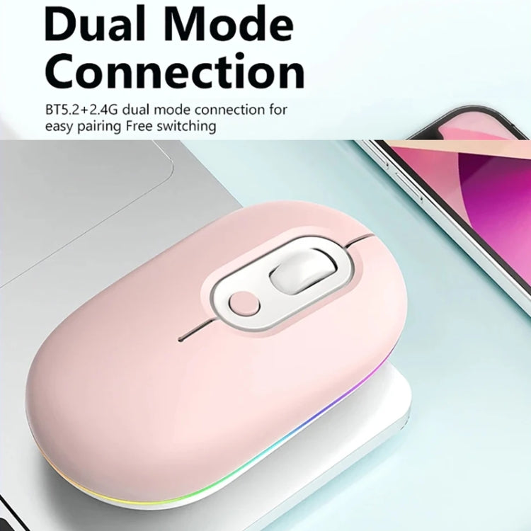 Rechargeable Illuminated Silent Wireless Mouse, Style: 2.4G+Bluetooth Pink - Wireless Mice by buy2fix | Online Shopping UK | buy2fix