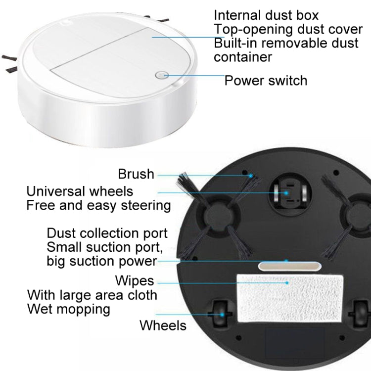 Intelligent Sweeper Robot Home Automatic 3 In 1 Integrated Cleaning Machine Vacuum Cleaner, Style: Rechargeable White - Robot Vacuum Cleaner by buy2fix | Online Shopping UK | buy2fix