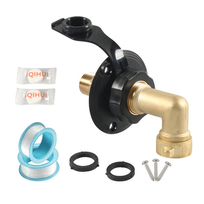 Brass Water Inlet Check Valve For Yacht RV With Adapter(Black) - Marine Accessories & Parts by buy2fix | Online Shopping UK | buy2fix