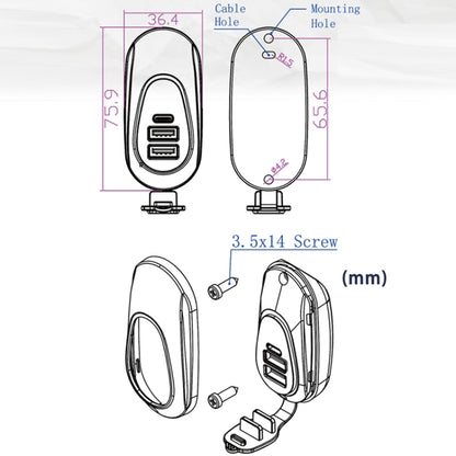 12-24V Bus Handlebar Installed USB Fast Charging Charger, Specifications: 2U+C QC+QC+PD - DIY Modified Charger by buy2fix | Online Shopping UK | buy2fix