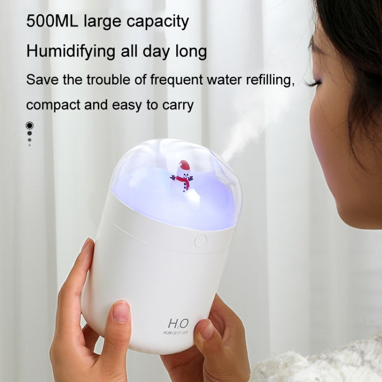 500ml Snowman Humidifier USB Desktop Large Capacity Colorful Ambient Light Air Humidifier(Pink) - Air Purifiers & Accessories by buy2fix | Online Shopping UK | buy2fix