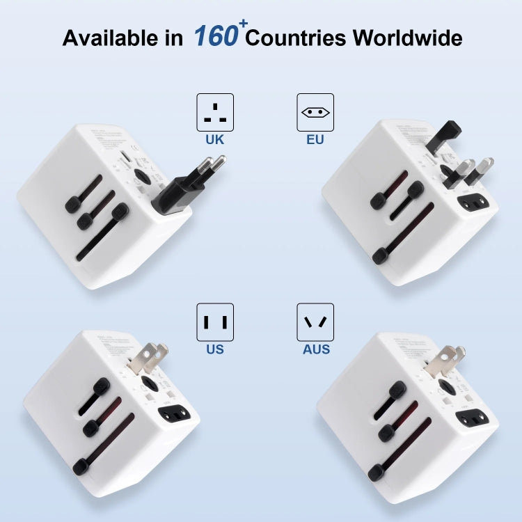 3 x USB & 1 x USB-C / Type-C Travel Plug Adapter International Universal Charging Block(White) - Plug Adaptor by buy2fix | Online Shopping UK | buy2fix