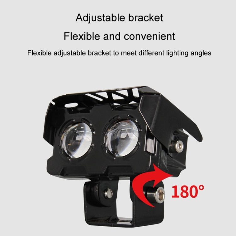 20W Motorcycle Spotlight High Bright Two Color Modified External Waterproof LED Lens Headlight(Flashing - 2 Wire) - Headlights by buy2fix | Online Shopping UK | buy2fix