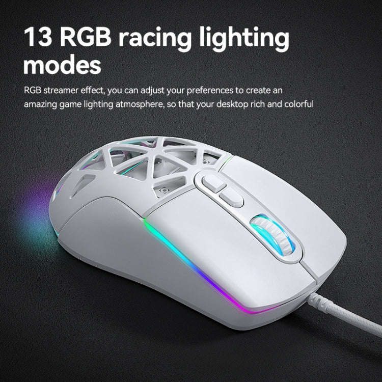 T-WOLF G520 7-keys RGB Marquee Honeycomb Hollow Gaming Wired Mouse(Black) - Wired Mice by T-WOLF | Online Shopping UK | buy2fix