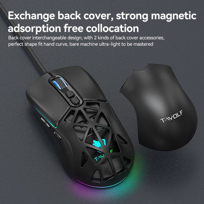 T-WOLF G520 7-keys RGB Marquee Honeycomb Hollow Gaming Wired Mouse(Black) - Wired Mice by T-WOLF | Online Shopping UK | buy2fix