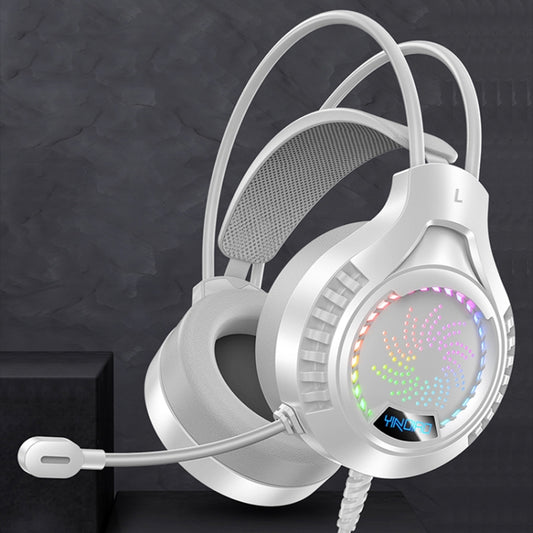 YINDIAO Q7 Colorful Light Computer Wired Headset USB Gaming Headset Dual 3.5mm + USB White - Multimedia Headset by YINDIAO | Online Shopping UK | buy2fix