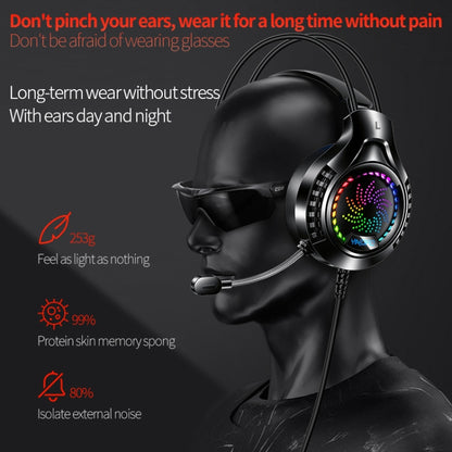 YINDIAO Q7 Colorful Light Computer Wired Headset USB Gaming Headset USB7.1 Sound Card Black - Multimedia Headset by YINDIAO | Online Shopping UK | buy2fix