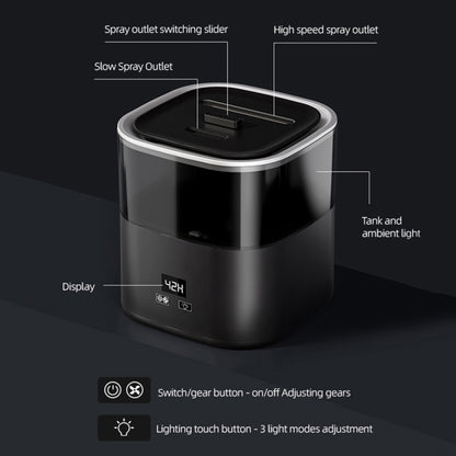 JSQ-58 1.1L large Capacity Digital Display Flame Atomization Humidifier, Color: Matt Black(EU Plug) - Air Purifiers & Accessories by buy2fix | Online Shopping UK | buy2fix