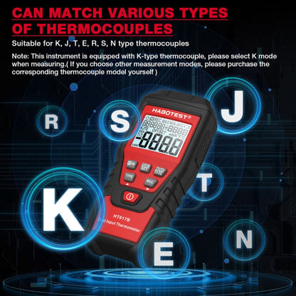 HABOTEST HT617B Digital Dual Channel Thermocouple Thermometer(Black Red) - Thermostat & Thermometer by HABOTEST | Online Shopping UK | buy2fix