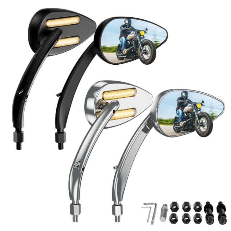 FLYQUICK Motorcycle LED Rearview Mirror With Light, Color: Electroplating - Side Mirrors by buy2fix | Online Shopping UK | buy2fix