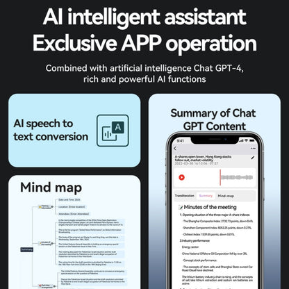 128GB AI Voice Recorder App Control Supports 58 Languages Simultaneous Interpretation / Transcribe & Summarize(Deep Gray) - Other Style by buy2fix | Online Shopping UK | buy2fix