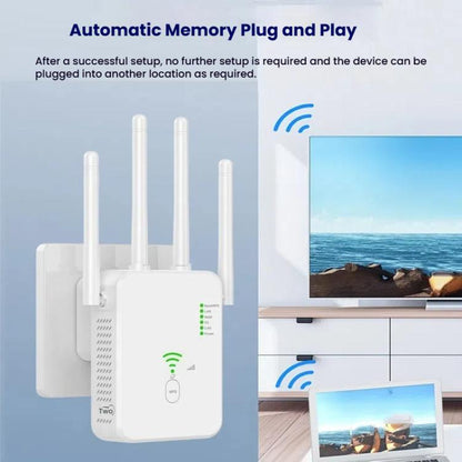 Urant U10 1200Mbps 2.4G & 5.8G Wireless Repeater WiFi Signal Amplifier With 4 Antenna US Plug White - Broadband Amplifiers by Urant | Online Shopping UK | buy2fix