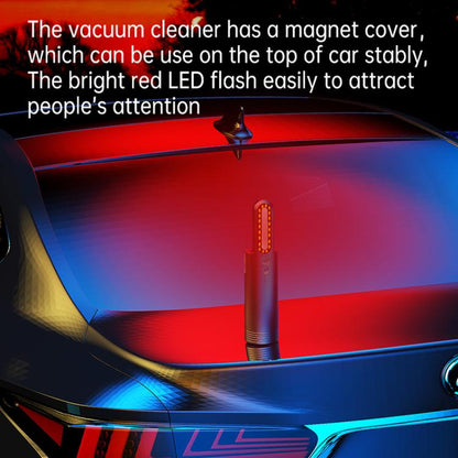 V8 Car Mini Portable Powerful Suction LED Flashing Warning Light Outdoor Lighting Vacuum Cleaner - Vacuum Cleaner by buy2fix | Online Shopping UK | buy2fix