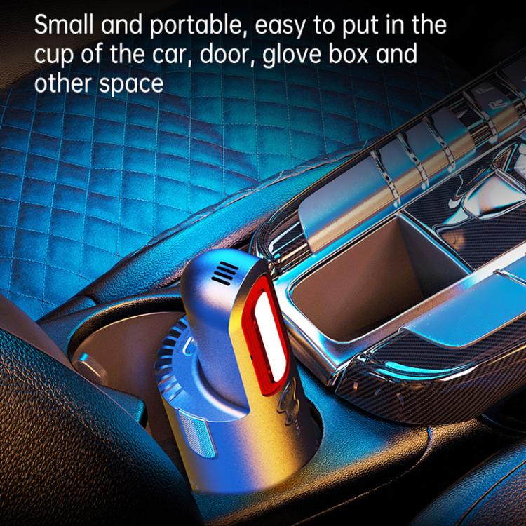 V8 Car Mini Portable Powerful Suction LED Flashing Warning Light Outdoor Lighting Vacuum Cleaner - Vacuum Cleaner by buy2fix | Online Shopping UK | buy2fix