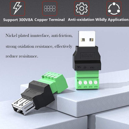 JUXIN USB2.0 Plug Adapter Type-A to 4 Pin Screw Terminal Block Connector, Spec: Female - Cable & Adapters by buy2fix | Online Shopping UK | buy2fix