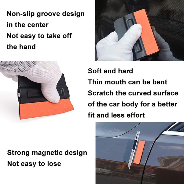 Hard ABS Car Film Scraper Imitation Buckskin Scraper With Magnetic Attraction(Black) - Sticker Tools by buy2fix | Online Shopping UK | buy2fix