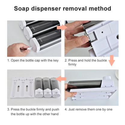 Bosharon Shampoo Shower Gel Box Household Hand Sanitizer Box Bathroom Wall-mounted Punch-free Double-head Soap Dispenser, Style:Single Grid(White) - Soap Dispenser by buy2fix | Online Shopping UK | buy2fix