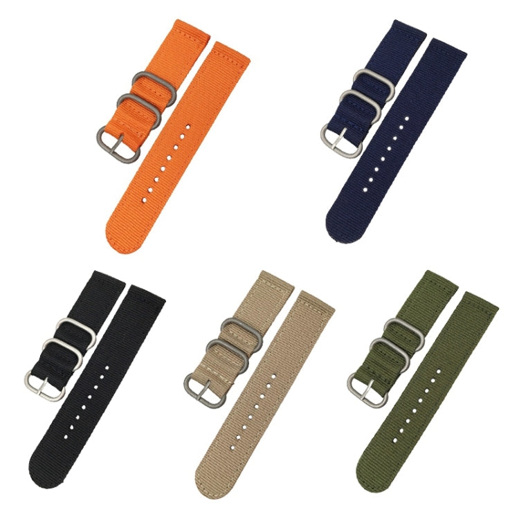 Washable Nylon Canvas Watchband, Band Width:22mm(Khaki with Silver Ring Buckle) - Watch Accessories & Parts by buy2fix | Online Shopping UK | buy2fix