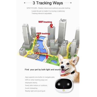 RF-V43 A Style IP67 Waterproof GPS + LBS + WiFi Pet Locator Pet Collar Tracking Device For Asia/Europe/Africa/Australia(White) - Pet Tracker by buy2fix | Online Shopping UK | buy2fix