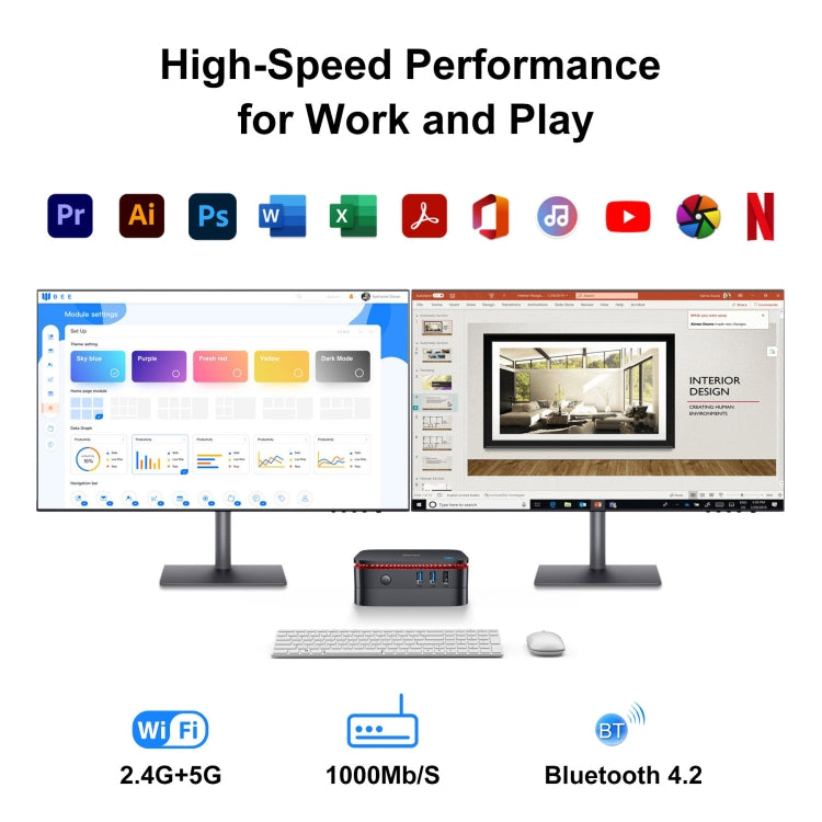 [HK Warehouse] Blackview MP60 Mini PC, 8GB+256GB, Windows 11 Pro Intel Jasper Lake N5095 up to 2.9GHz , EU Plug(Blue) - Windows Mini PCs by Blackview | Online Shopping UK | buy2fix