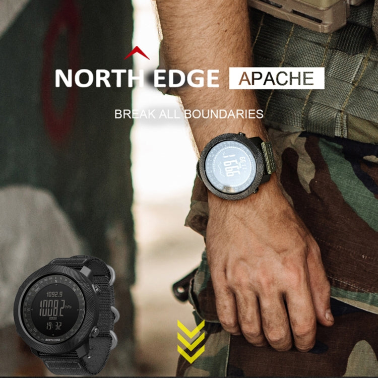 NORTH EDGE Multi-function Waterproof Outdoor Sports Electronic Smart Watch, Support Humidity Measurement / Weather Forecast / Speed Measurement, Style: Nylon Strap(Green) - Nylon Strap Watches by NORTH EDGE | Online Shopping UK | buy2fix