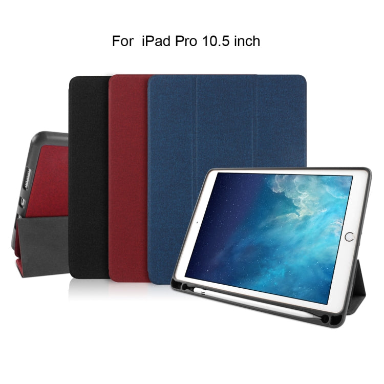 Mutural Exquisite Series Cloth Texture PU+TPU Leather Case for iPad Pro 10.5 inch, with 3-Fold Holder & Pen Slot & Sleep & Wake-up Function(Blue) - iPad Pro 10.5 inch Cases by Mutural | Online Shopping UK | buy2fix