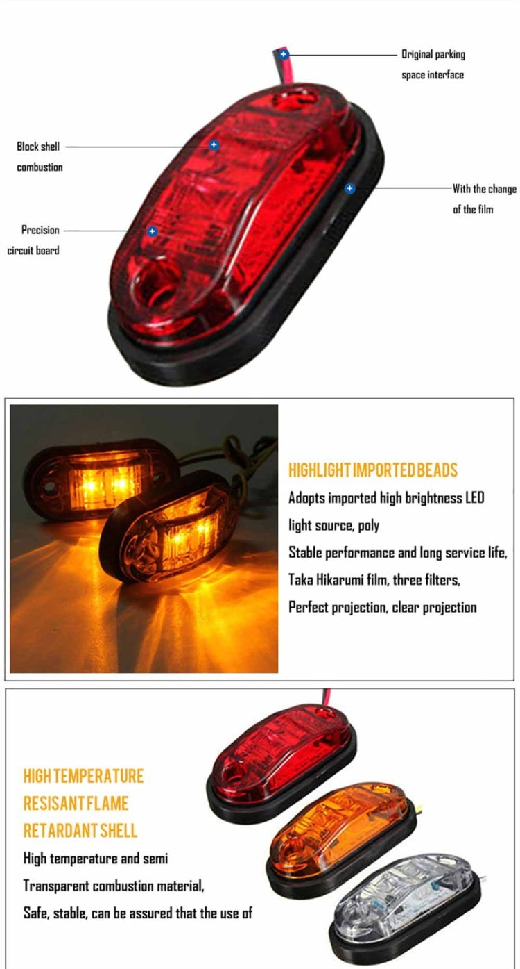 10-30V Oval Clearing Truck Trailer Side Marker Light (Red) - Clearance Lights by YWXLight | Online Shopping UK | buy2fix