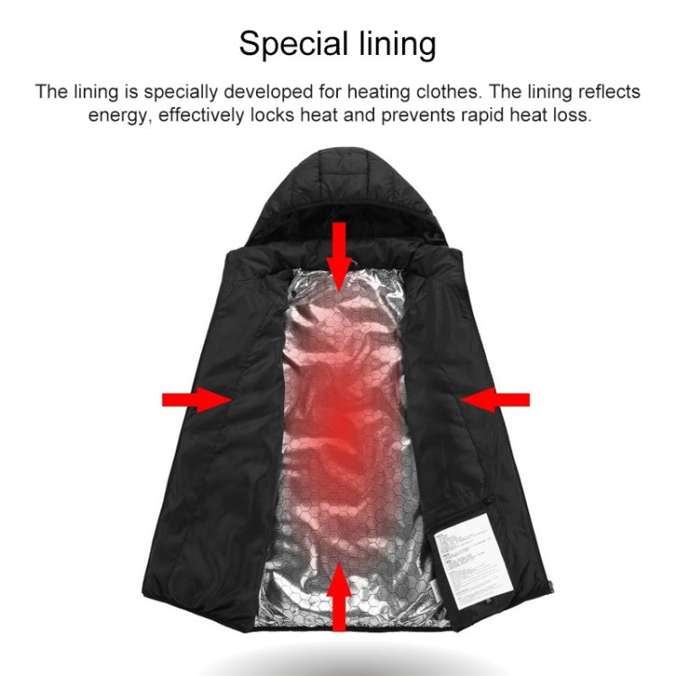 USB Heated Smart Constant Temperature Hooded Warm Coat for Men and Women (Color:Black Size:S) - Down Jackets by buy2fix | Online Shopping UK | buy2fix