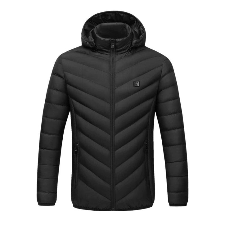 USB Heated Smart Constant Temperature Hooded Warm Coat for Men and Women (Color:Black Size:M) - Down Jackets by buy2fix | Online Shopping UK | buy2fix