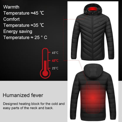 USB Heated Smart Constant Temperature Hooded Warm Coat for Men and Women (Color:Black Size:XXXXL) - Down Jackets by buy2fix | Online Shopping UK | buy2fix