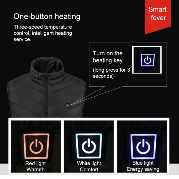 USB Security Smart Constant Temperature Fever Men Stand Collar Cotton Vest (Color:Red Size:XXL) - Down Jackets by buy2fix | Online Shopping UK | buy2fix