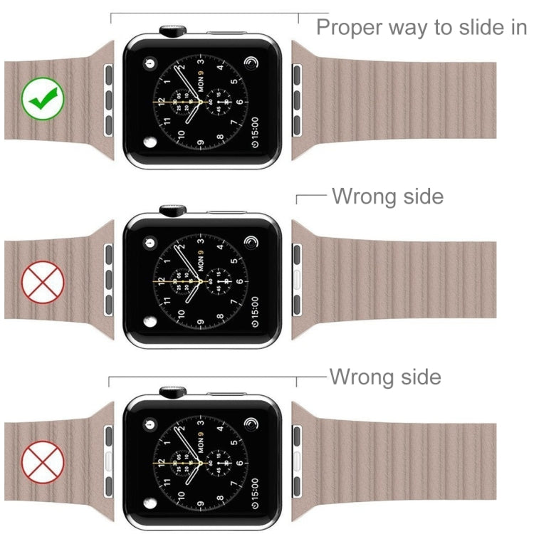 For Apple Watch 42mm Loop Magnetic Closure Clasp PU Leather Watch Band(Brown) - Smart Wear by buy2fix | Online Shopping UK | buy2fix