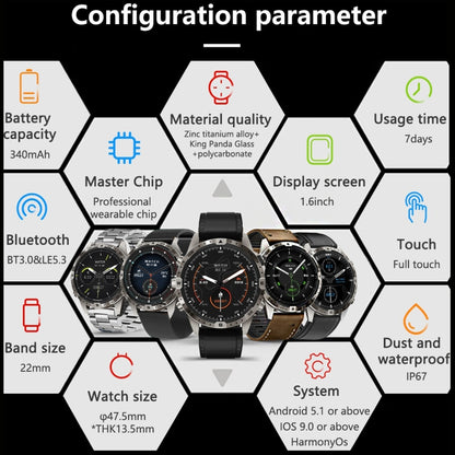 HAMTOD GT45 1.6 inch Waterproof Smart Watch, Support Bluetooth Call / Heart Rate / Blood Oxygen Monitoring / NFC (Black) - Smart Watches by HAMTOD | Online Shopping UK | buy2fix