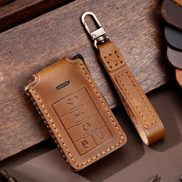 For Cadillac 5-button C091 Car Key Leather Protective Case (Brown) - In Car by buy2fix | Online Shopping UK | buy2fix