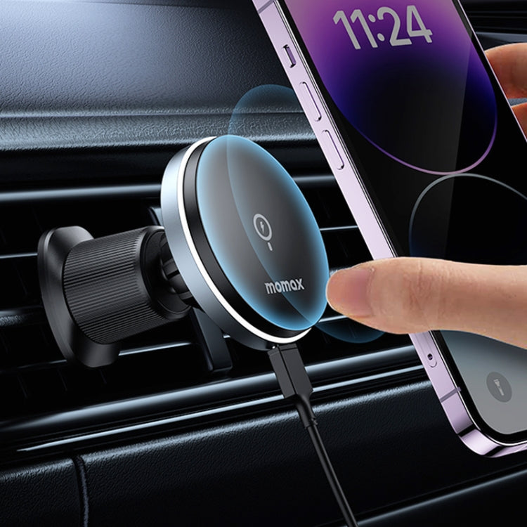 MOMAX CM25A Magnetic Wireless Charger Car Air Outlet Phone Holder - Wireless Charger Holders by MOMAX | Online Shopping UK | buy2fix